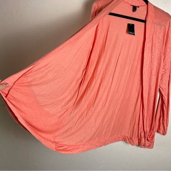 Torrid Coral Curved Cardigan Slub Cocoon Cardigan Open Front Sweater 2X NWT - Picture 5 of 14